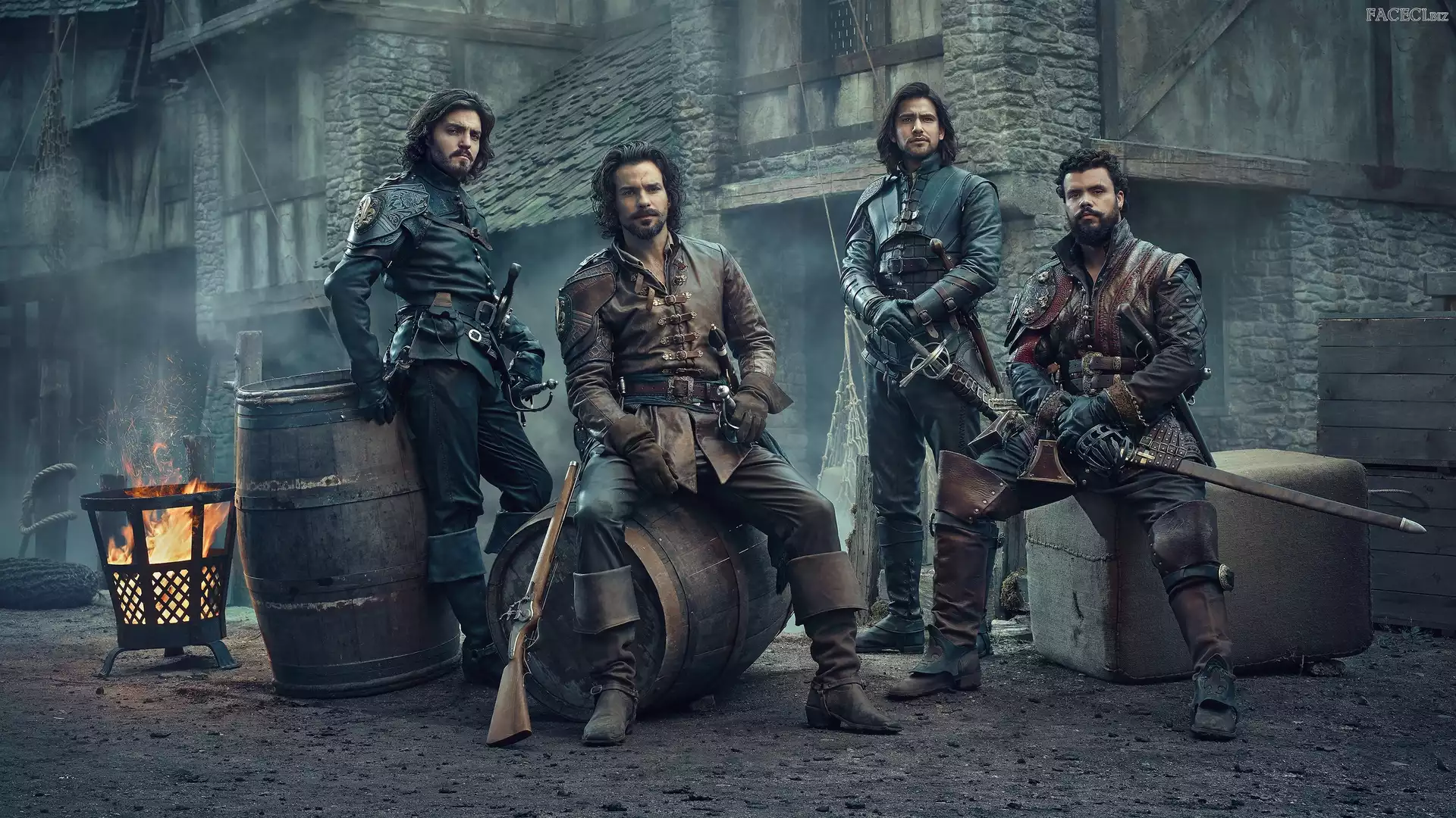 Howard Charles, Aramis, Tom Burke, D Artagnan, Portos, Serial, Muszkieterowie, Luke Pasqualino, Atos, The Musketeers, Santiago Cabrera